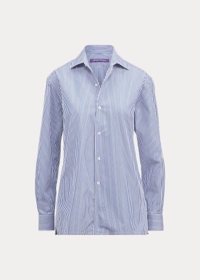 Camisa Ralph Lauren Mujer Blancos / Azules - Capri Striped Cotton - OLNMT1208